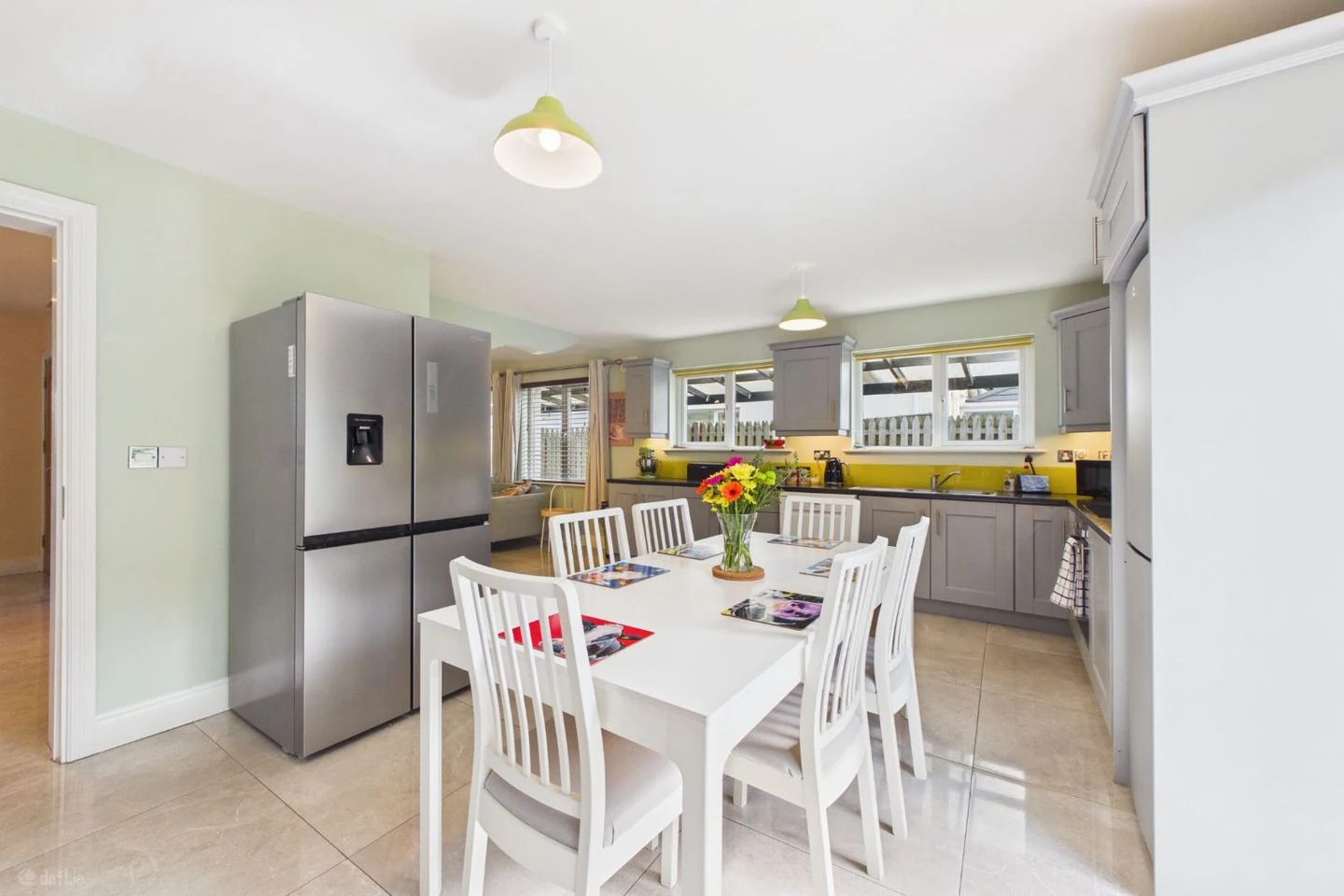 The open-plan kitchen and living area
