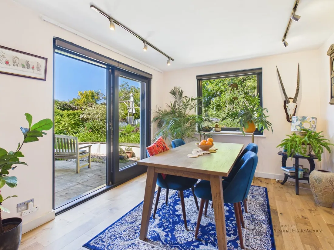 The dining area and garden doors