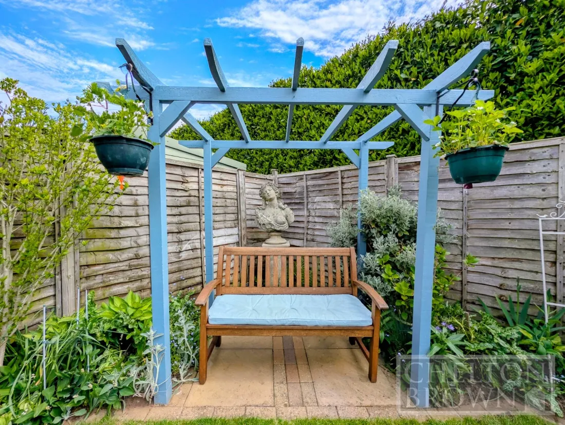 The rear garden at Bradbury Road in afternoon light