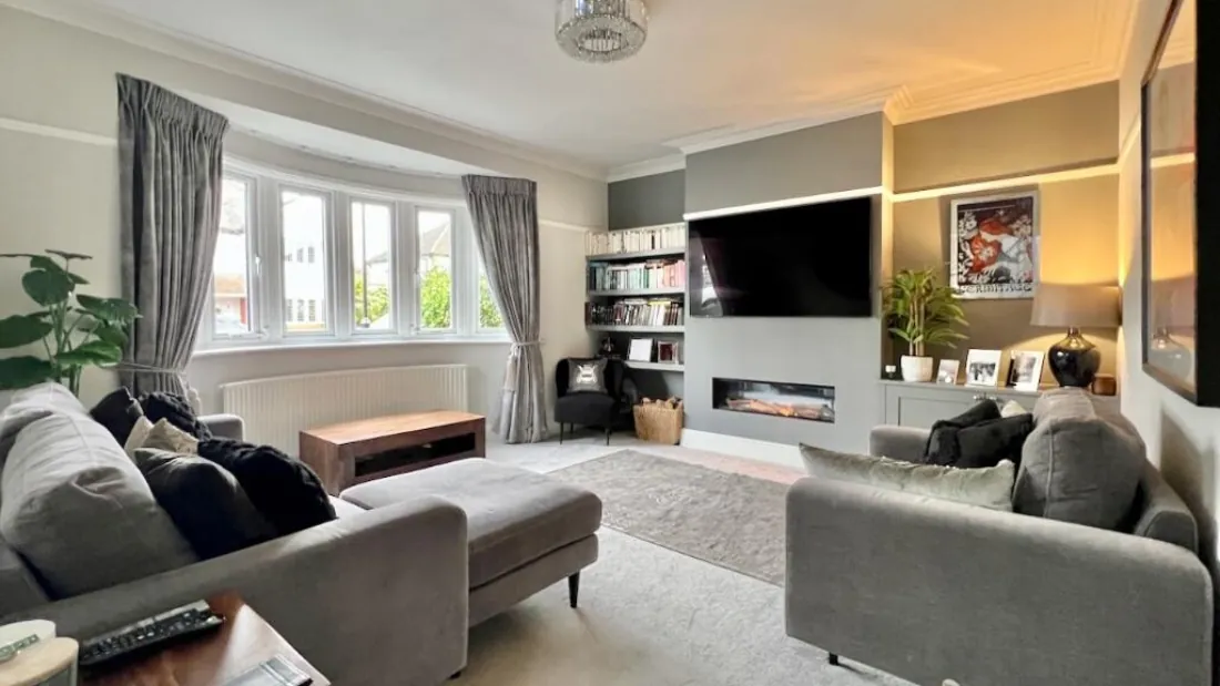Formal lounge with fireplace