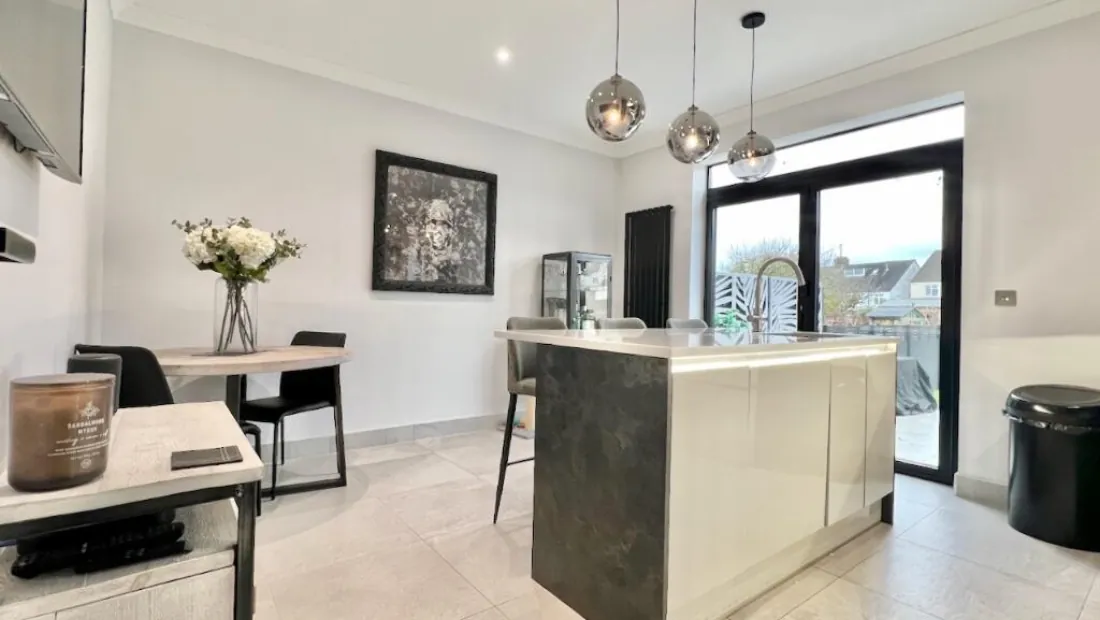 Kitchen and dining together