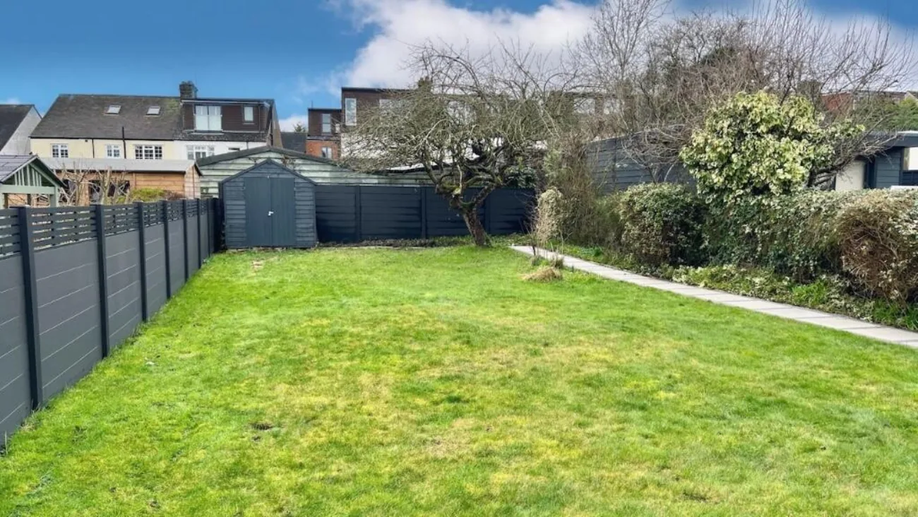 Rear garden looking back to house