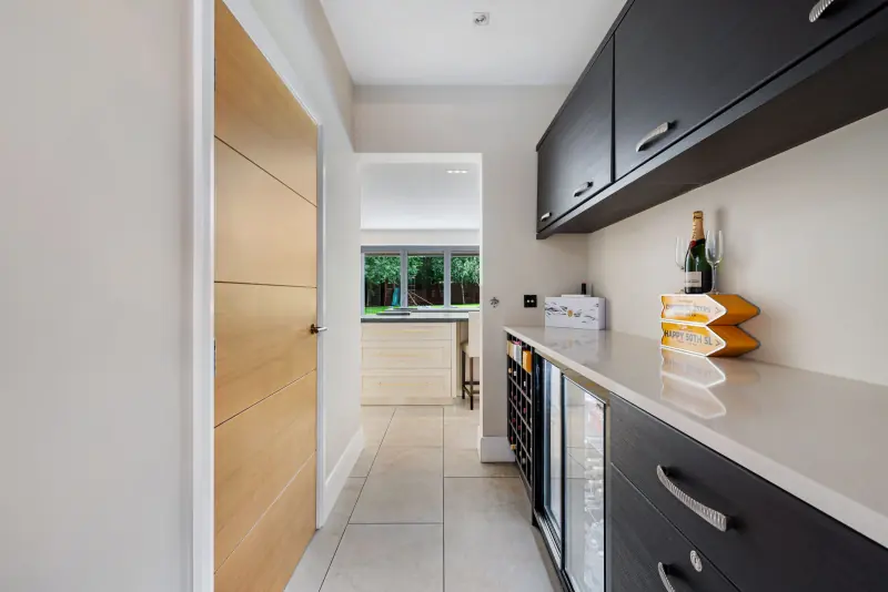 The kitchen glazing to the terrace