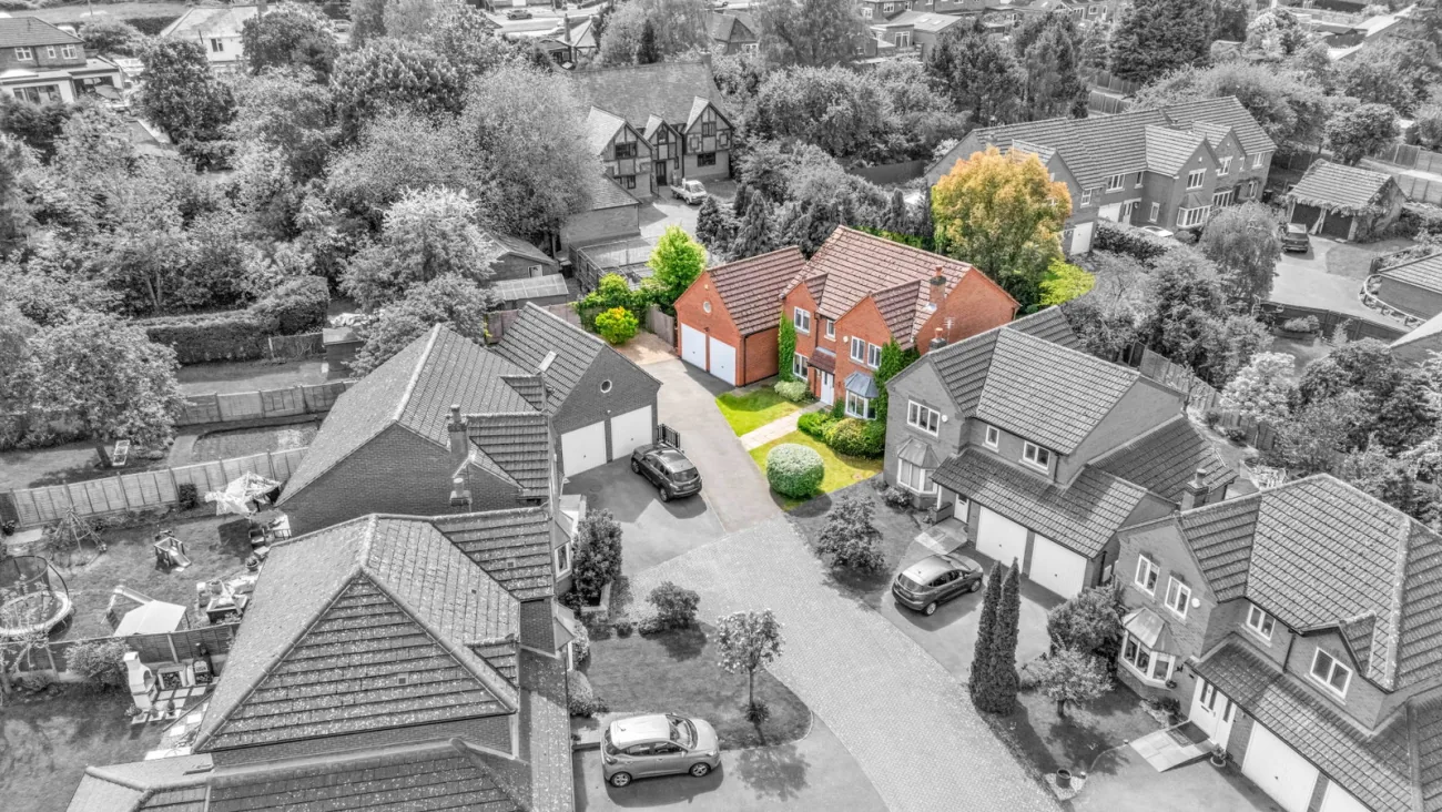 Drone aerial showing the home in context