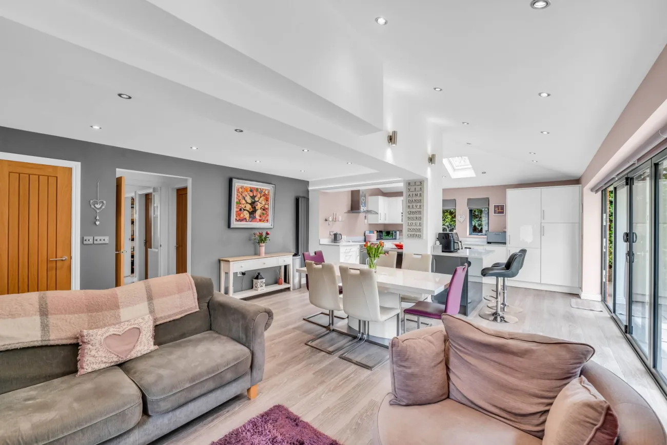 The kitchen wide angle with bi-folds