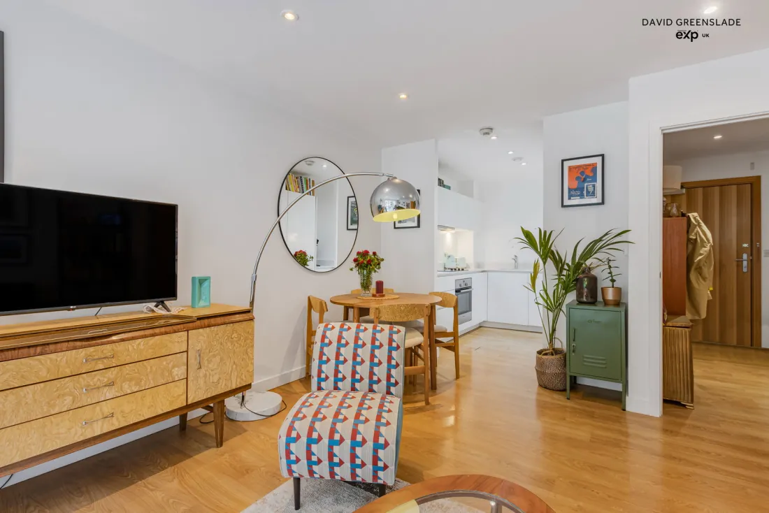 The open-plan living and kitchen at Hudson House