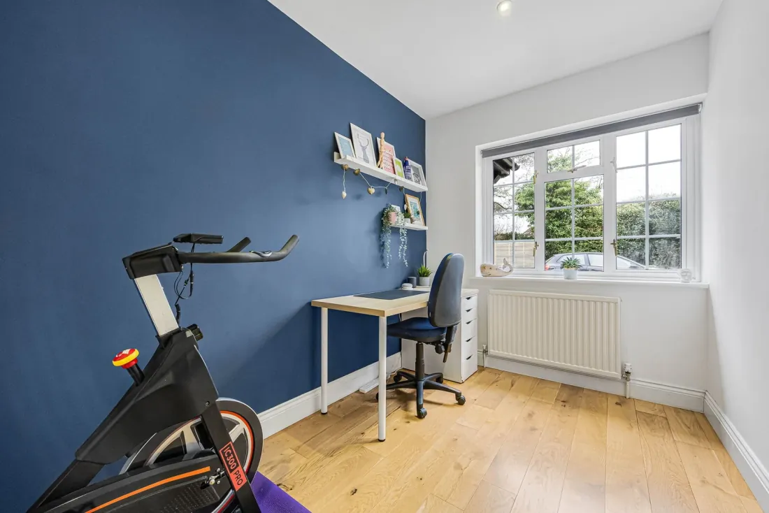 The annexe — currently a study and gym, with its own kitchen, bathroom and entrance