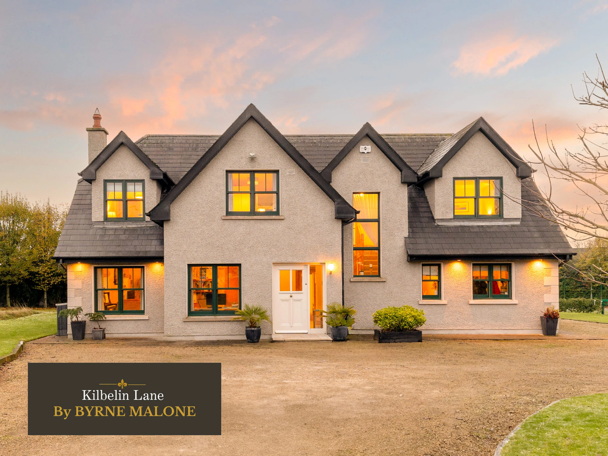 Kilbelin Lane — front elevation, golden dusk