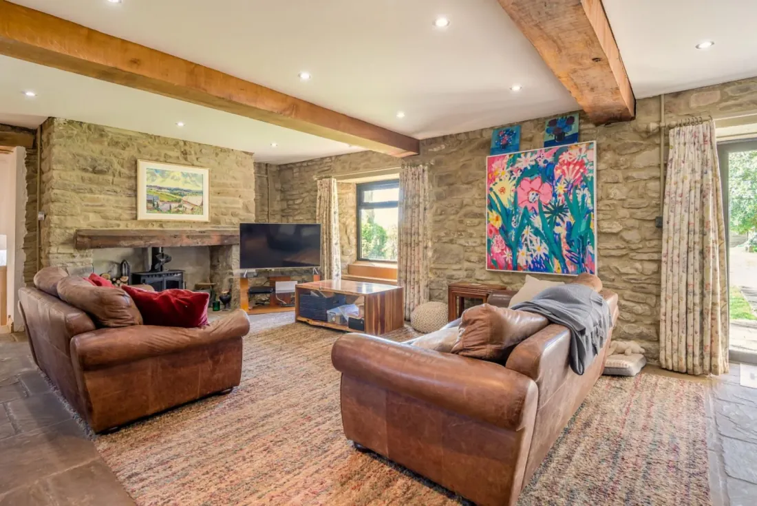Drawing room with wood-burning stove