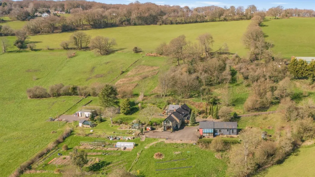 Wide drone view across the landscape