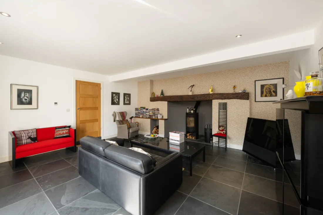 Sitting room with woodstove