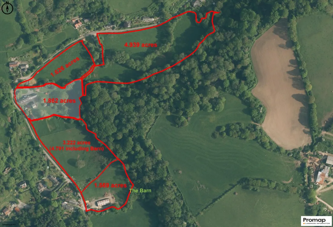 Aerial site plan with acreages