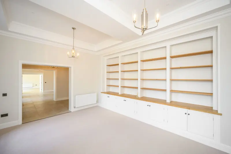 The library, fitted with bespoke shelving