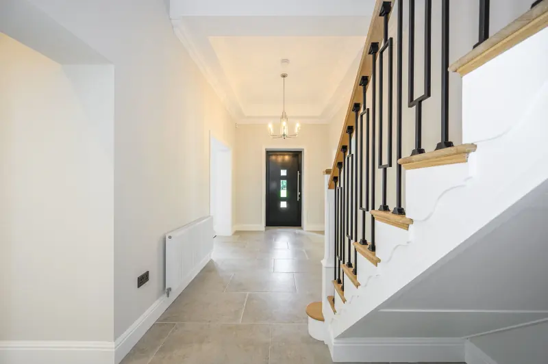 The wide entrance hall