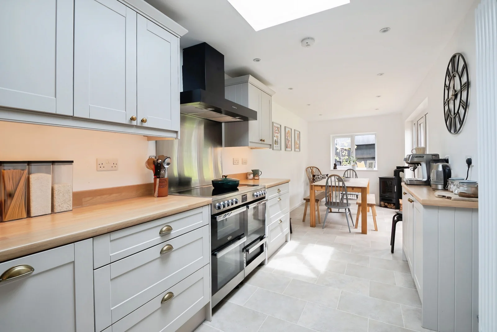 The dining area with patio doors