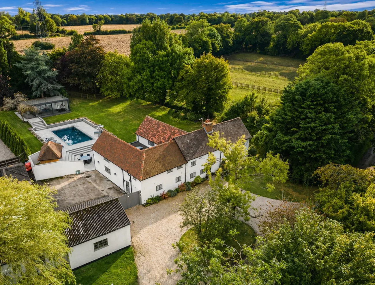 Aerial view of Sparrows Farm and grounds