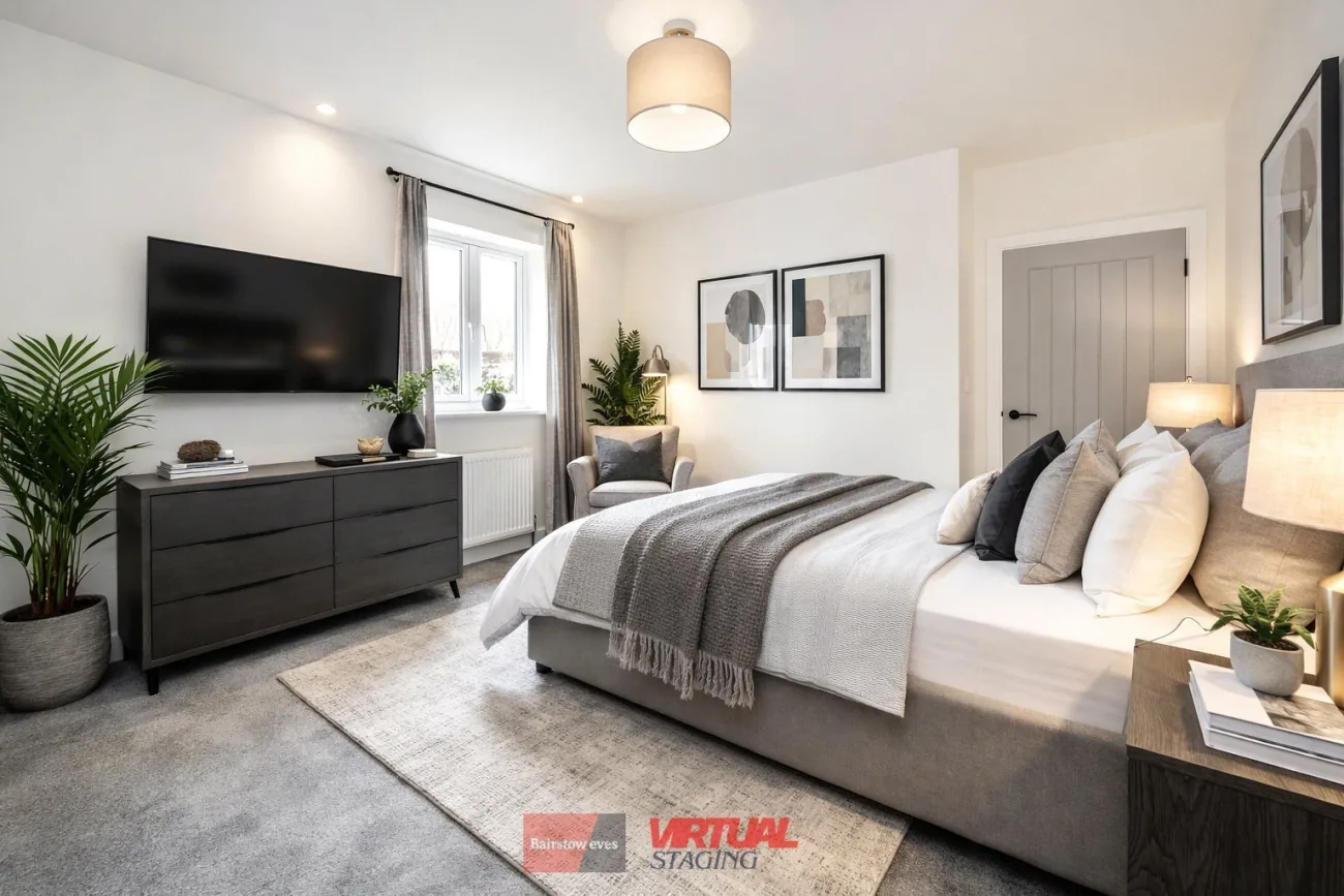 Principal bedroom with double bed.