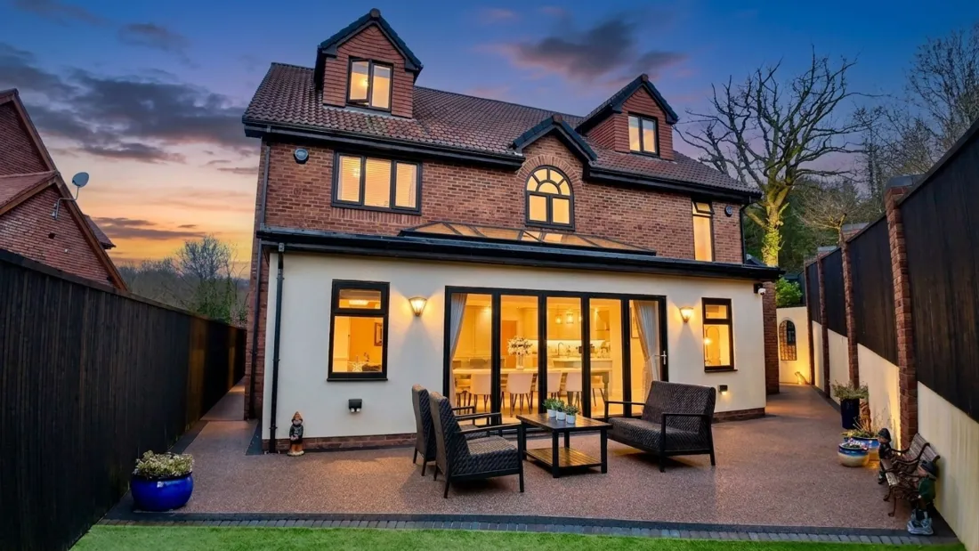 Rear elevation, dusk