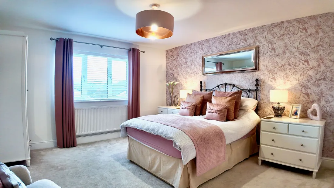 First-floor pink bedroom