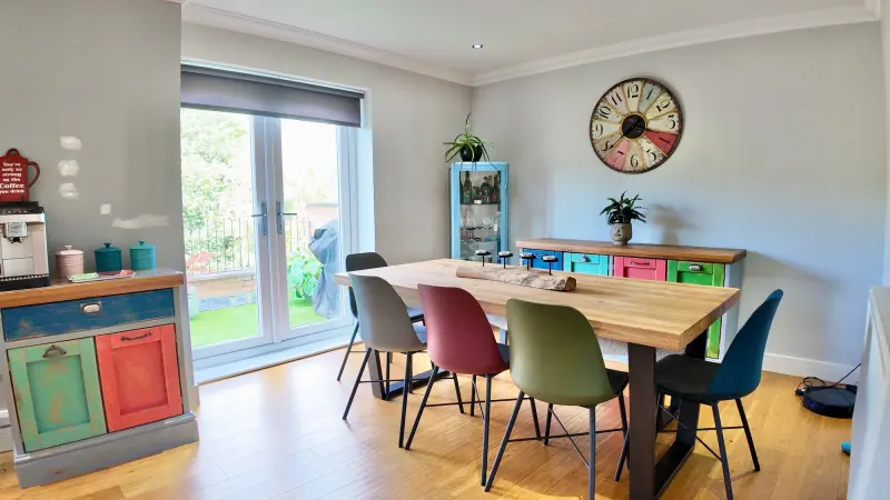 Dining table set off the kitchen