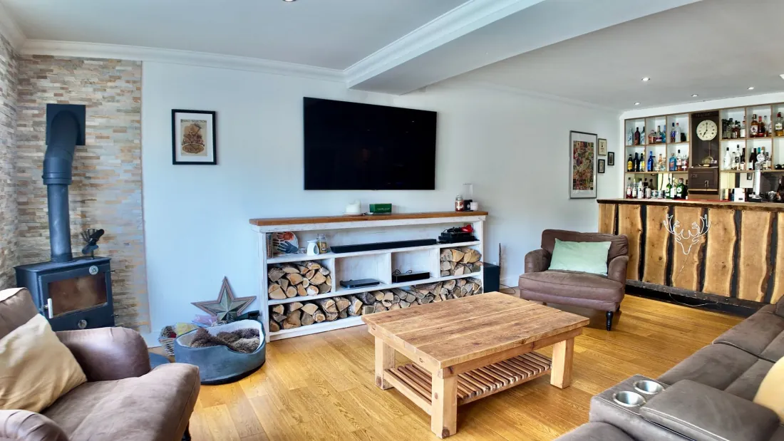 Lower-ground reception with pool, table-football and bar
