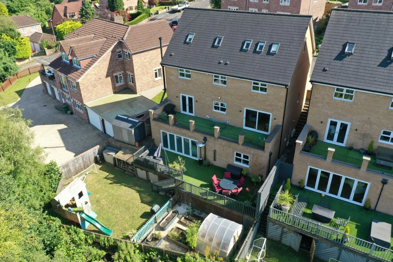 Aerial view of the property in its setting