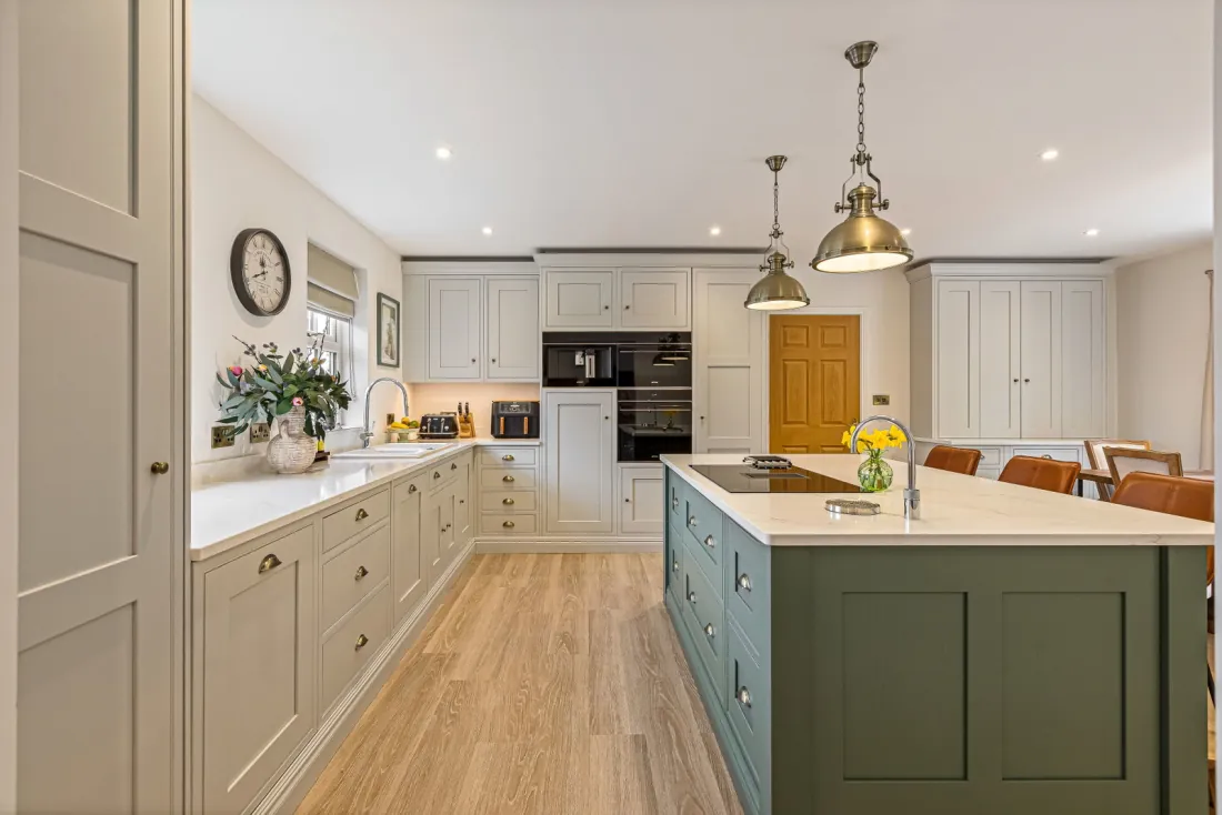 The open-plan kitchen and family room.