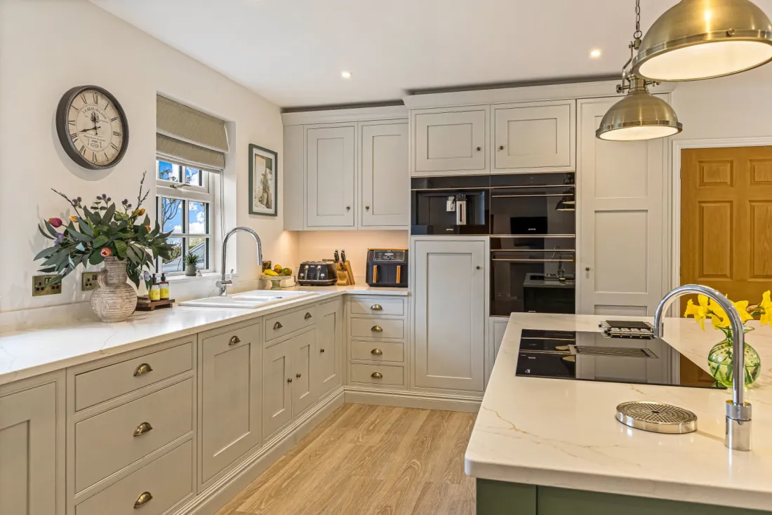 The bespoke in-frame cabinetry, up close.