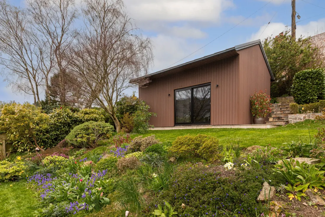 The garden room and patio together.