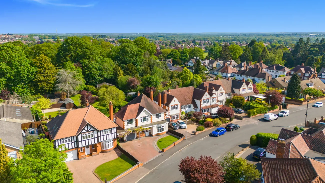 Aerial view across the neighbourhood