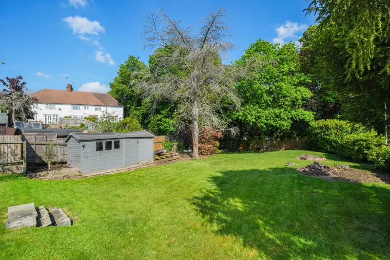 Garden with brick outbuilding