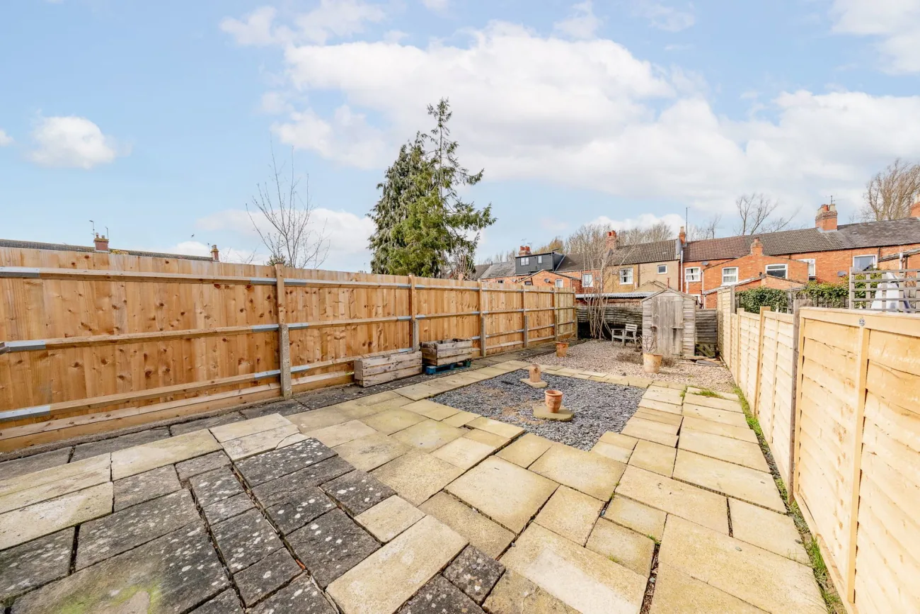 The rear garden looking outward