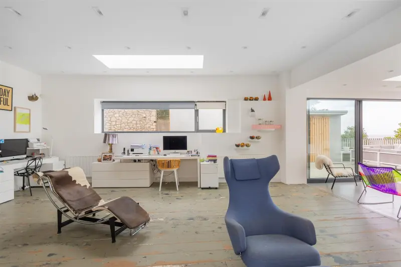 A rear-facing bedroom looking to the sea.