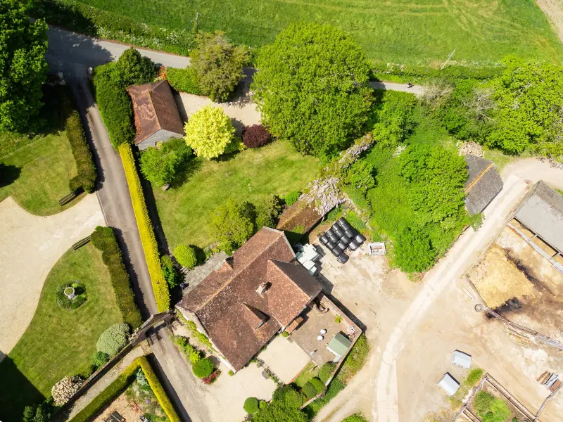 The Coach House — drone aerial of the principal elevation