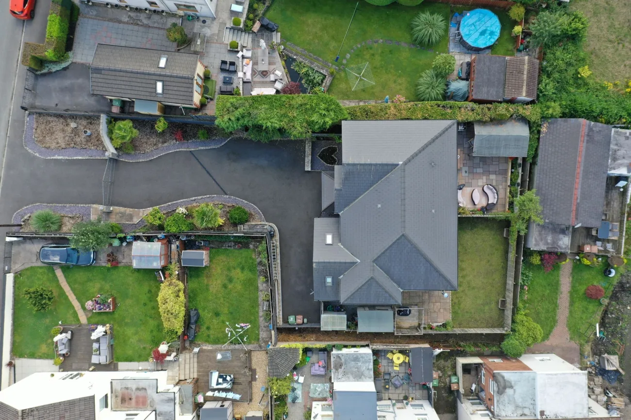 Aerial view of the property.