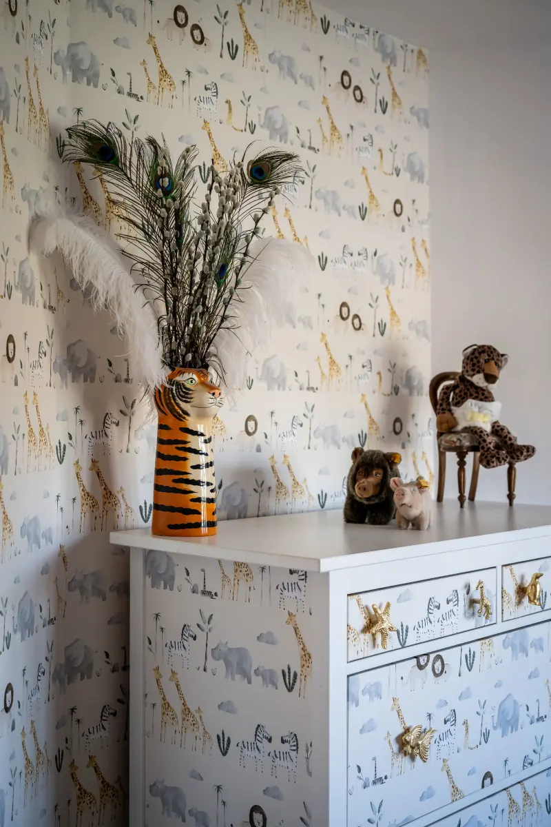 Bedroom with sunny upholstery