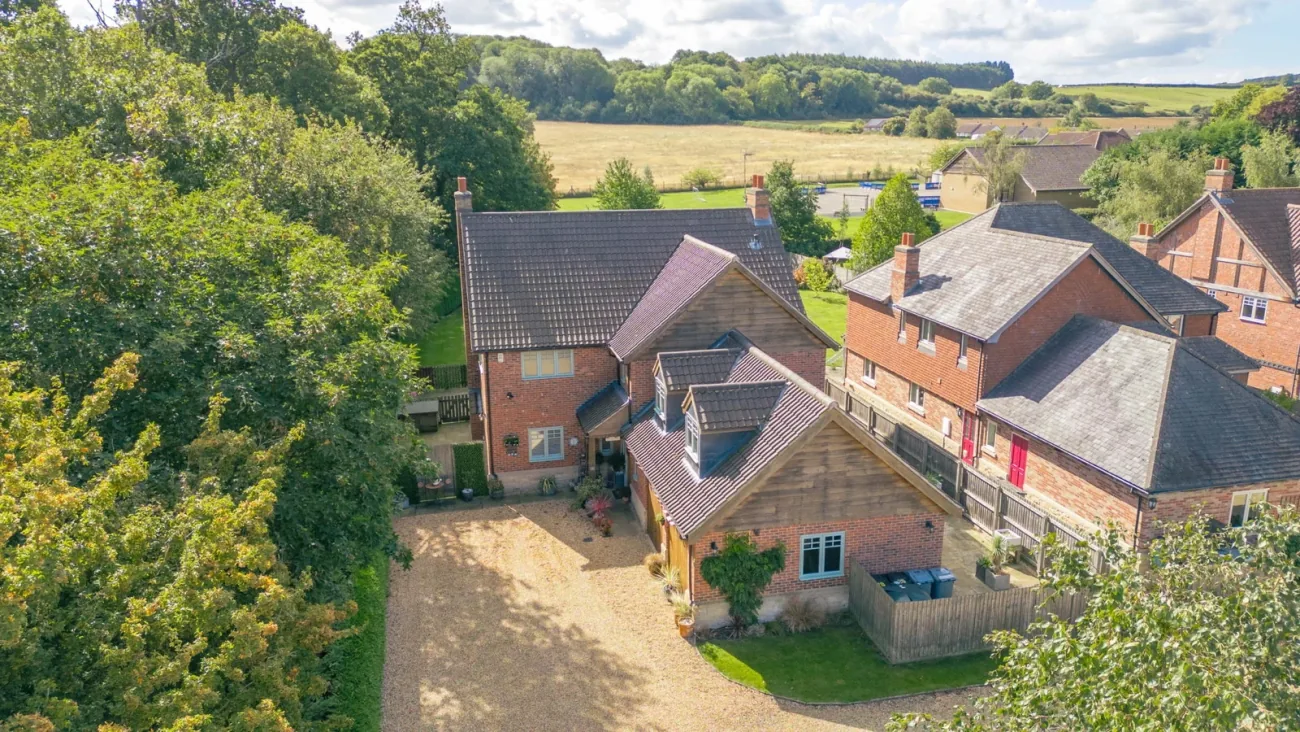 Aerial of the village setting.