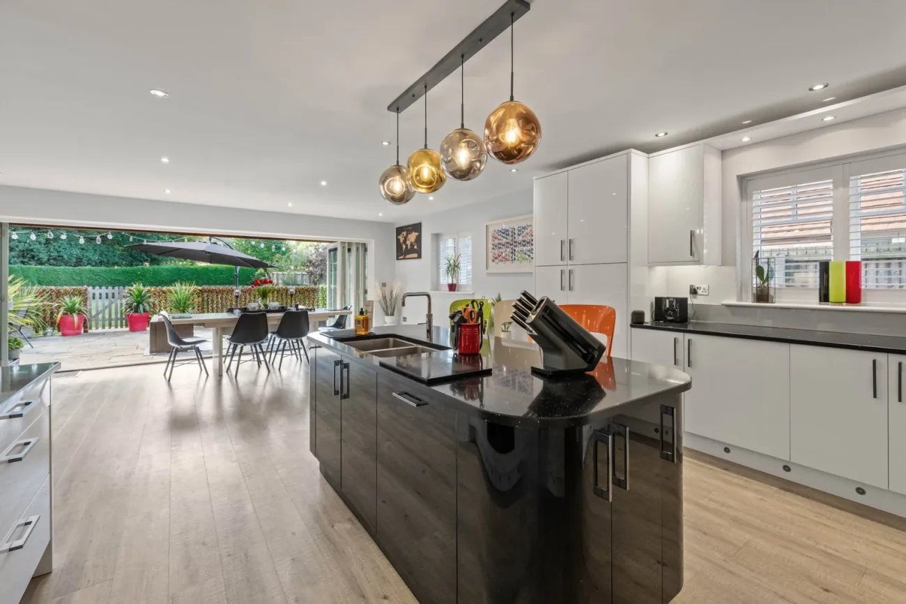 Open-plan dining at the rear of the kitchen.