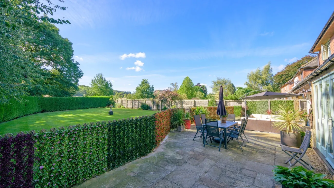 A courtyard alongside the home.